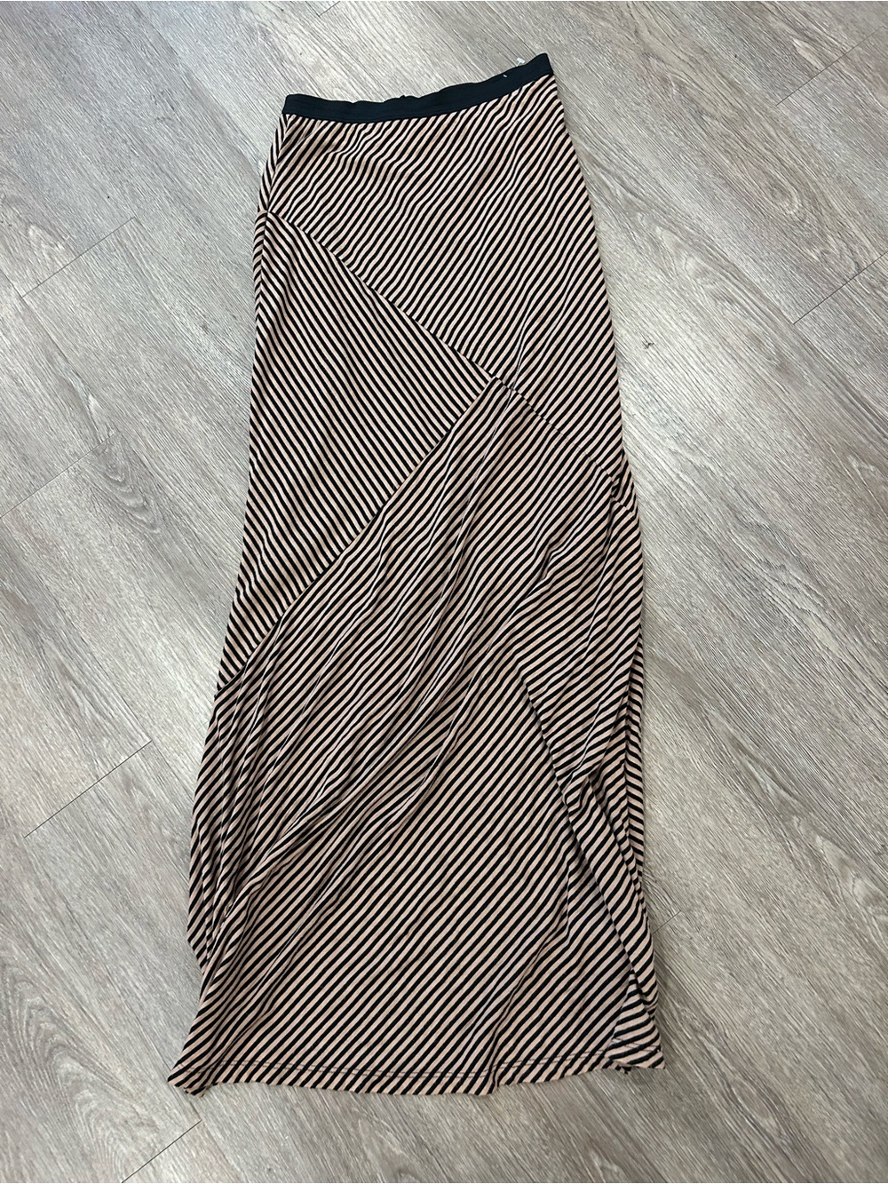 bobeau Black & Tan Striped Knit Skirt